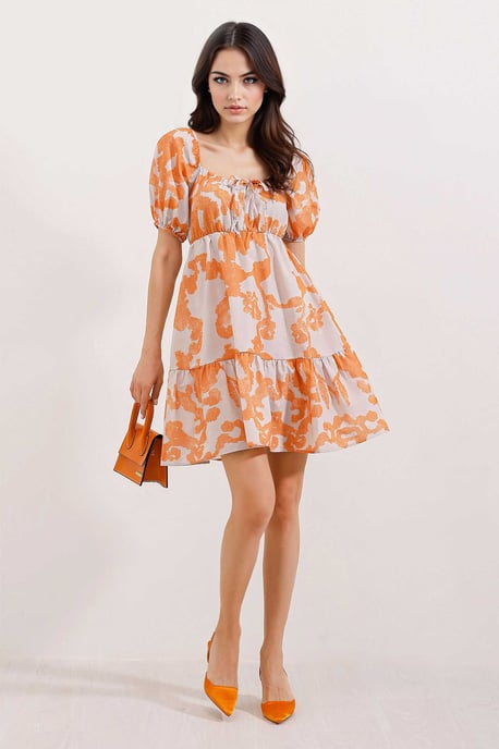 Mini-Kleid mit quadratischem Ausschnitt in A-Linie und Schleife - Image 2