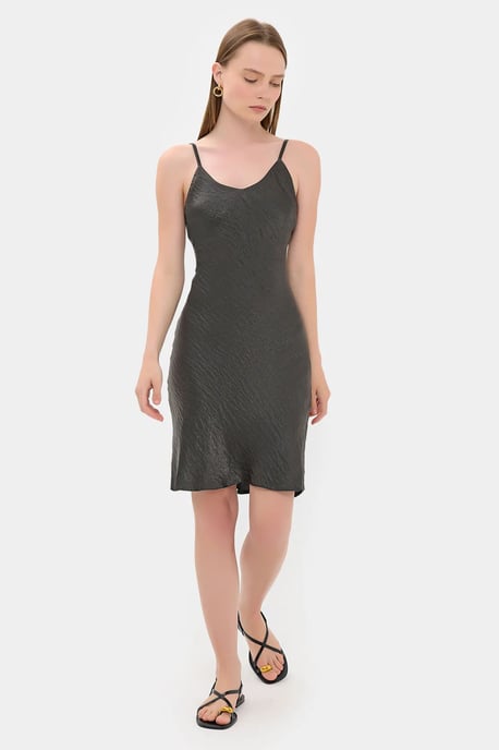 Satin Ärmelloses A-Linien-Minikleid - Image 2