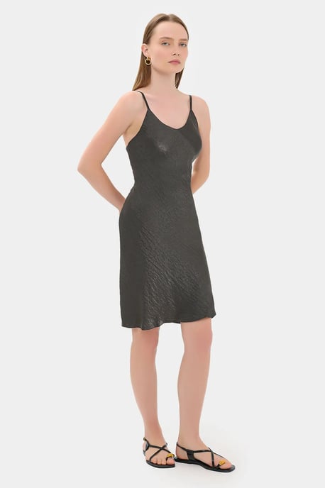 Satin Ärmelloses A-Linien-Minikleid - Image 3