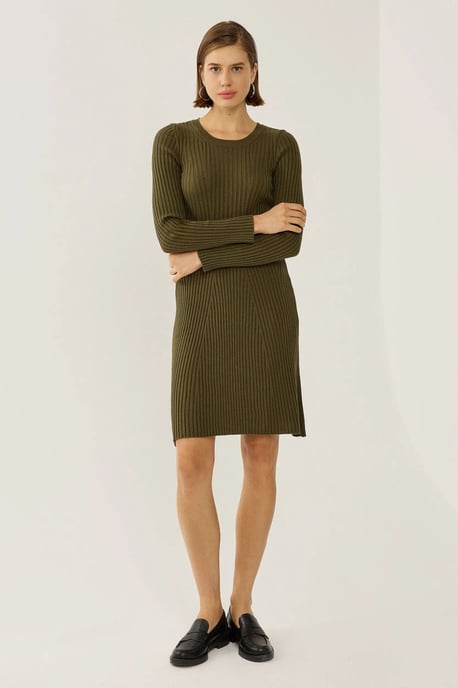 Hiccup Strickkleid mit Rundhalsausschnitt - Khaki - Image 3