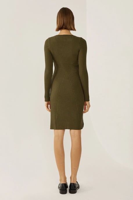 Hiccup Strickkleid mit Rundhalsausschnitt - Khaki - Image 5