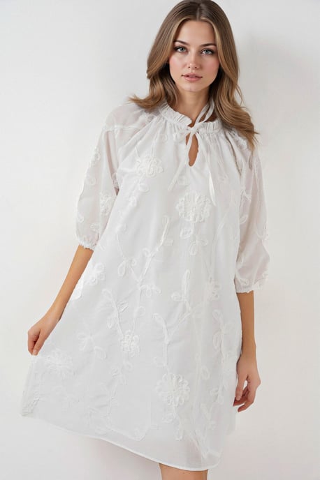 Besticktes Spitzen-Minikleid mit Knotenverschluss - Image 4