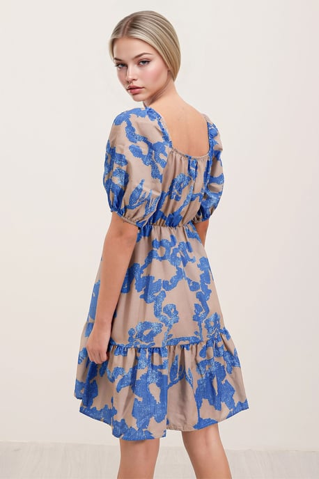 A-Form Mini-Kleid mit quadratischem Ausschnitt und Schleife - Image 4