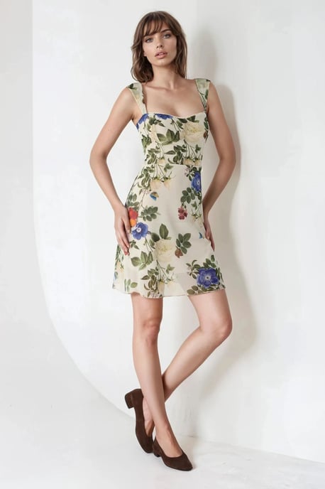 Punkte-Muster ärmelloses Mini-Tüllkleid mit Quadrat-Ausschnitt - Image 3