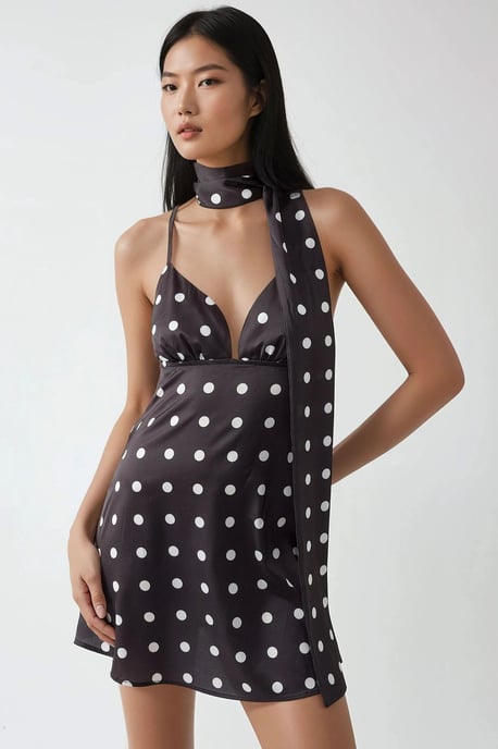 Emily Polka V-Ausschnitt Mini-Kleid - Image 5