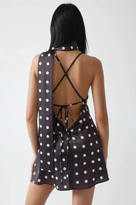 Emily Polka V-Ausschnitt Mini-Kleid - Image 6