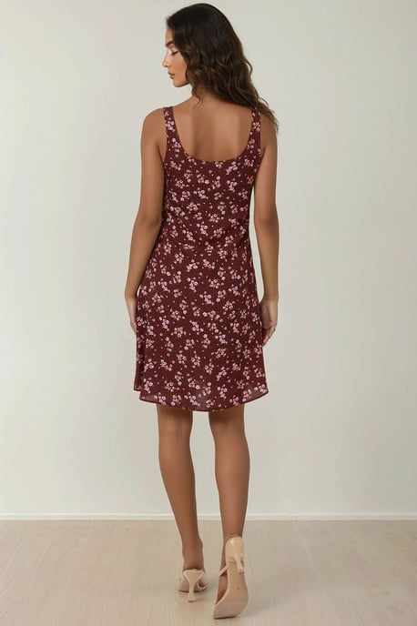 U-Kragen Bedrucktes Figur-Hugging Mini Kleid - Image 4