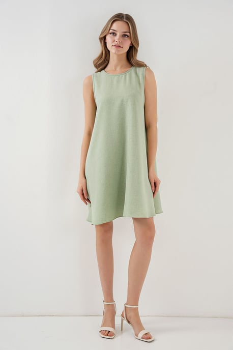 Leinenmischung A-Form Mini-Kleid - Image 2