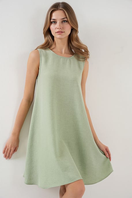 Leinenmischung A-Form Mini-Kleid - Image 3