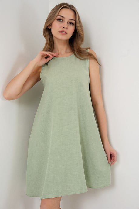 Leinenmischung A-Form Mini-Kleid - Image 4