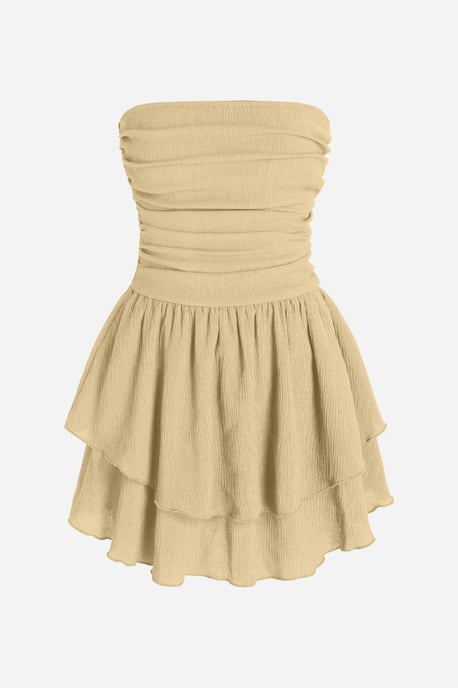 Trägerloses strukturiertes Rüschenshirt-Minikleid - Image 1