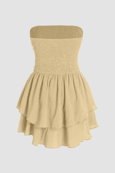 Trägerloses strukturiertes Rüschenshirt-Minikleid - Image 2