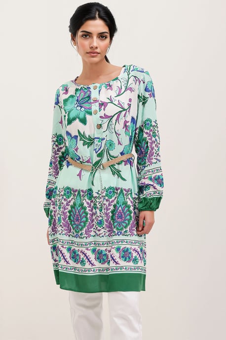 Blumengemustertes Minikleid mit Schleife - Image 1