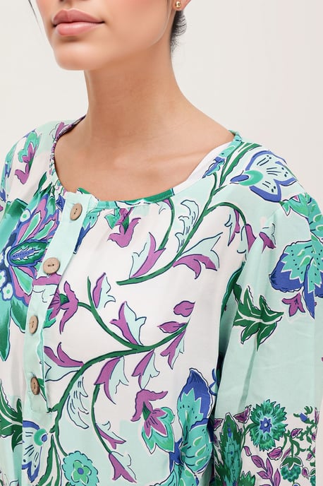 Blumengemustertes Minikleid mit Schleife - Image 2