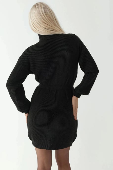 Tailliertes geripptes Mini-Strickkleid mit Reißverschlusskragen - Image 5