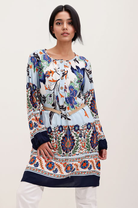 Blühendes Mini-Kleid mit Schleife - Image 3