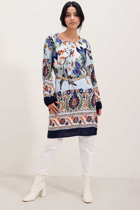 Blühendes Mini-Kleid mit Schleife - Image 4