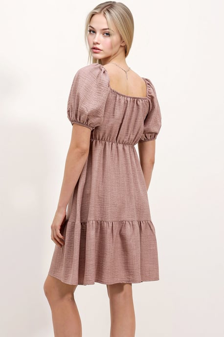 Quadratischer Ausschnitt A-Linien Mini-Dress mit Schleife - Image 4