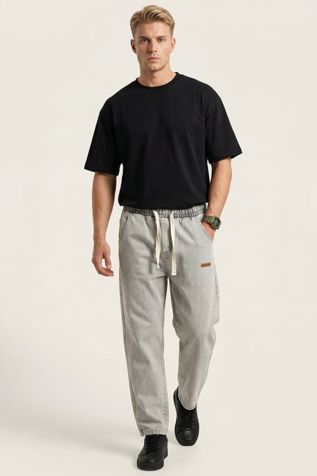 Elastische Denim-Hose mit Gummizug - Image 1