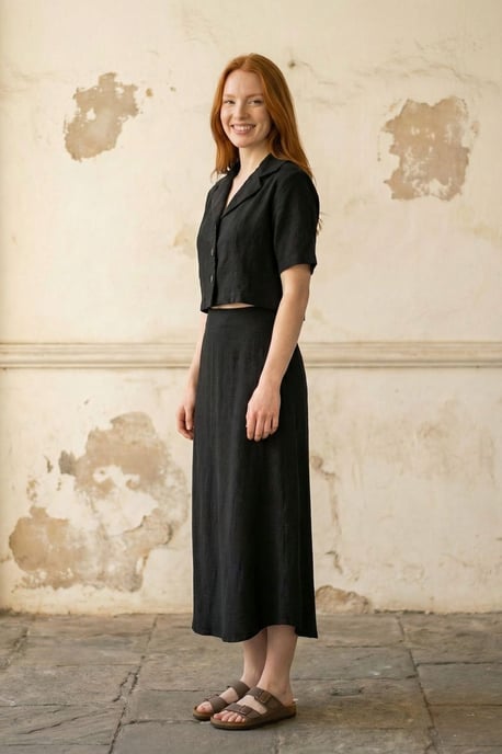 Crop-Shirt & Midi-Rock Co-Ord Set - Image 3