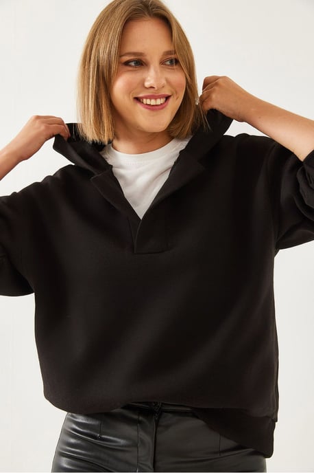 Lässiger Schnitt Kapuzenpullover mit langen Ärmeln - Image 3