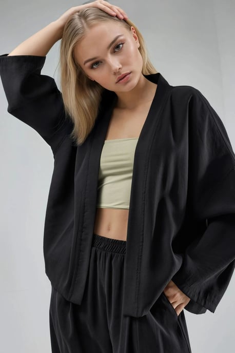 Langärmliger, lockerer Kimono - Image 1