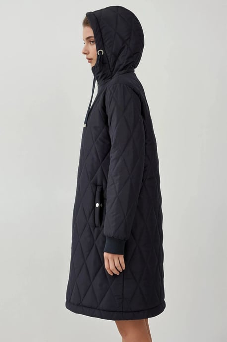Langer Kapuzenmantel aus strukturiertem Gabardine - Image 3