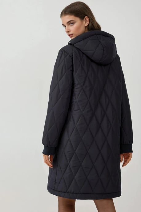Langer Kapuzenmantel aus strukturiertem Gabardine - Image 4