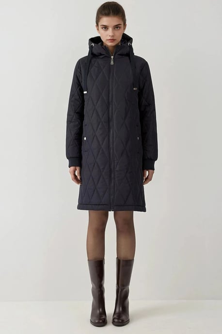 Langer Kapuzenmantel aus strukturiertem Gabardine - Image 5