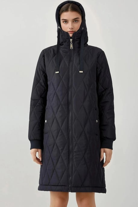 Langer Kapuzenmantel aus strukturiertem Gabardine - Image 6
