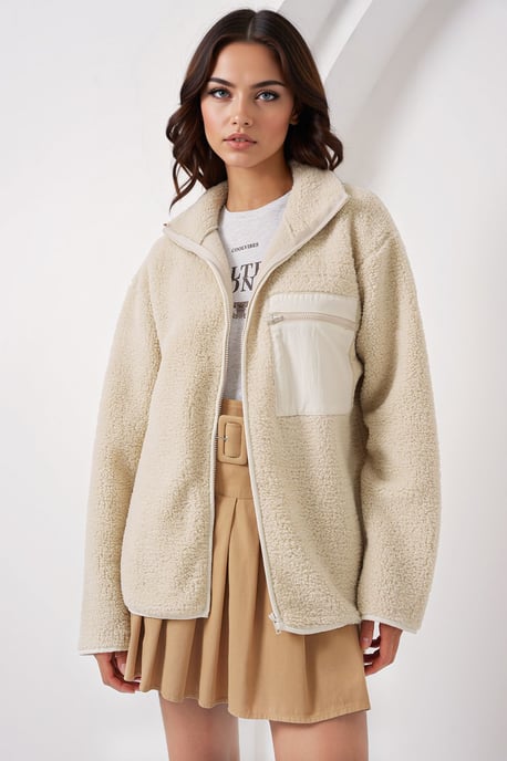 Oversized Plüschmantel mit Taschen - Image 1