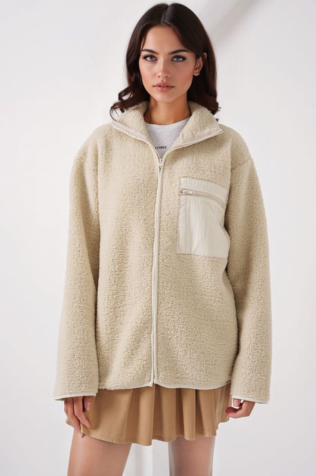 Oversized Plüschmantel mit Taschen - Image 3