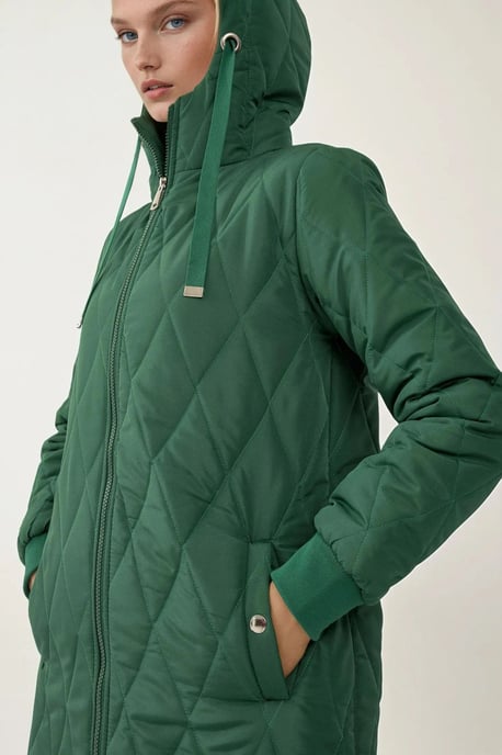 Langer Kapuzen-Mantel aus strukturiertem Gabardine - Image 2