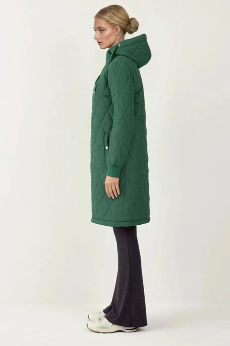 Langer Kapuzen-Mantel aus strukturiertem Gabardine - Image 4