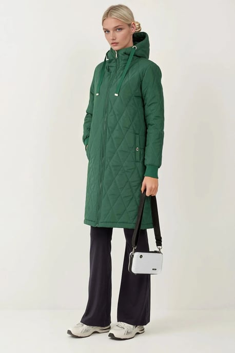 Langer Kapuzen-Mantel aus strukturiertem Gabardine - Image 5