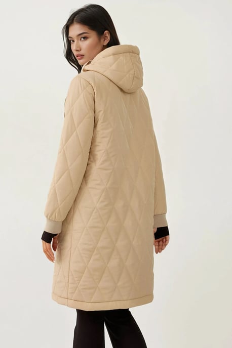 Langer Kapuzen-Mantel aus strukturiertem Gabardine - Image 2