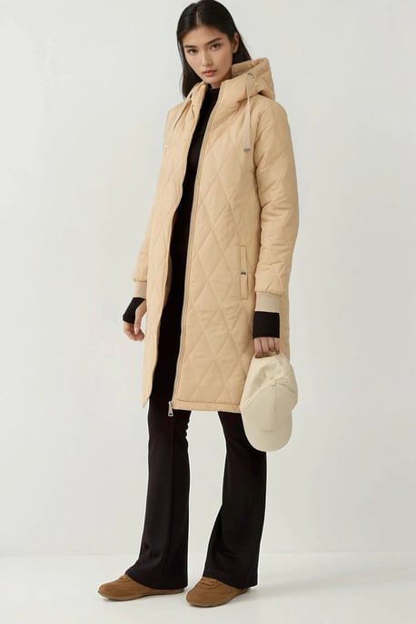 Langer Kapuzen-Mantel aus strukturiertem Gabardine - Image 4