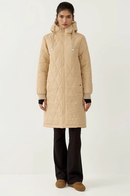 Langer Kapuzen-Mantel aus strukturiertem Gabardine - Image 5