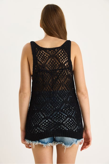Spitzenbesetzte Rundhals-Crop-Bluse - Image 6
