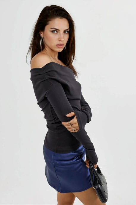 Busem Bootsausschnitt figurbetonte Bluse - Schwarz - Image 3