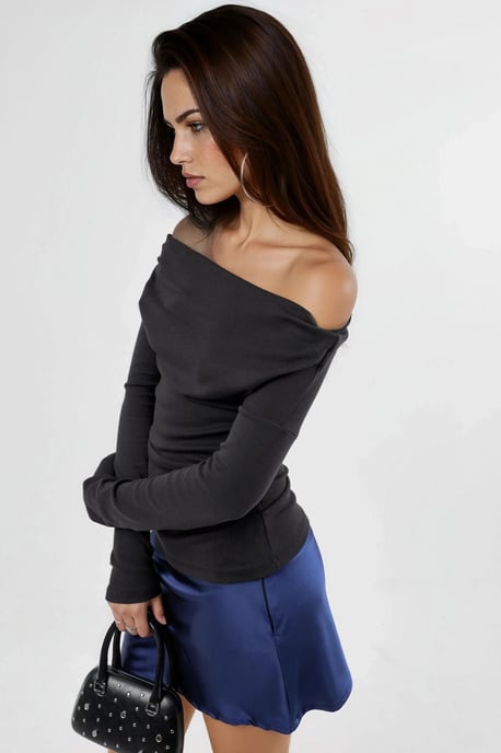 Busem Bootsausschnitt figurbetonte Bluse - Schwarz - Image 5