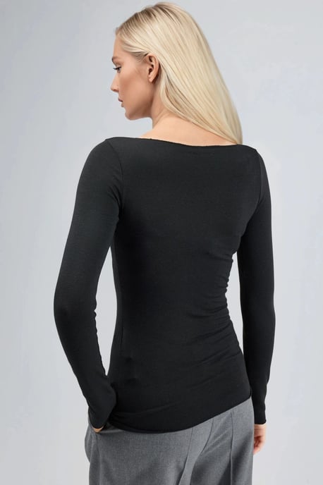Boots-Ausschnitt Langarm Leichte Bluse - Image 2