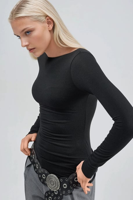 Boots-Ausschnitt Langarm Leichte Bluse - Image 3