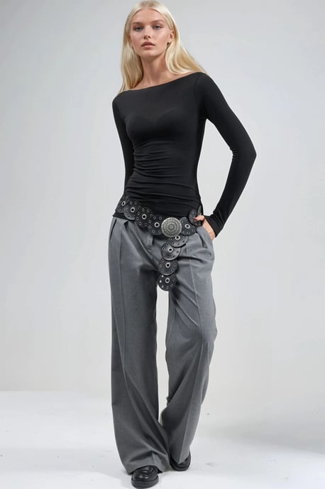 Boots-Ausschnitt Langarm Leichte Bluse - Image 4