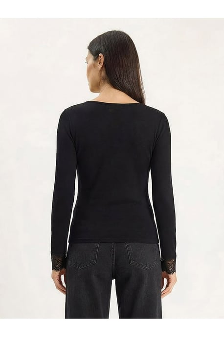 Bluse mit Spitzen-Details und V-Ausschnitt - Image 4
