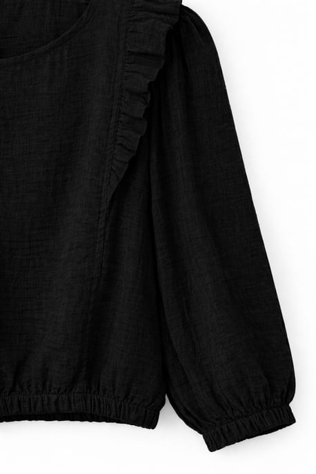 Strukturierte Rüschen-Bluse mit Rundhalsausschnitt - Image 2