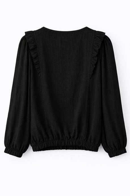 Strukturierte Rüschen-Bluse mit Rundhalsausschnitt - Image 3