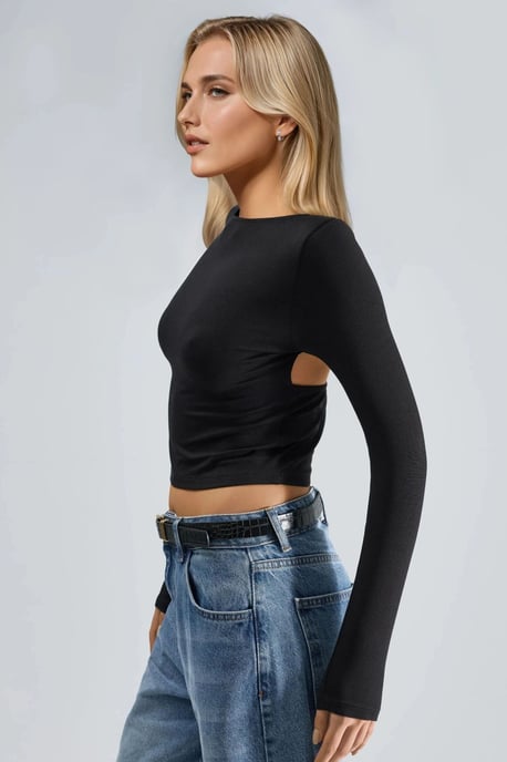 Slim Fit Crop-Bluse mit Rücken-Detail - Image 3