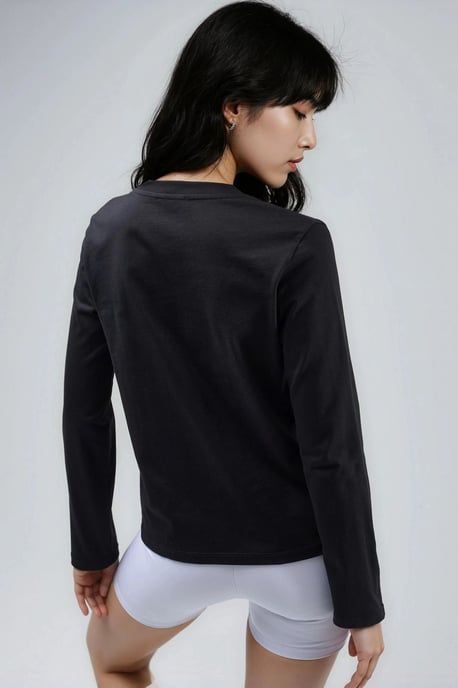 Langarm Crew-Neck Basic Bluse - Image 3