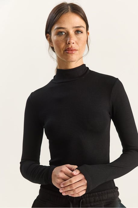 Slim Fit Langarm-Halbkragenoberteil - Image 6